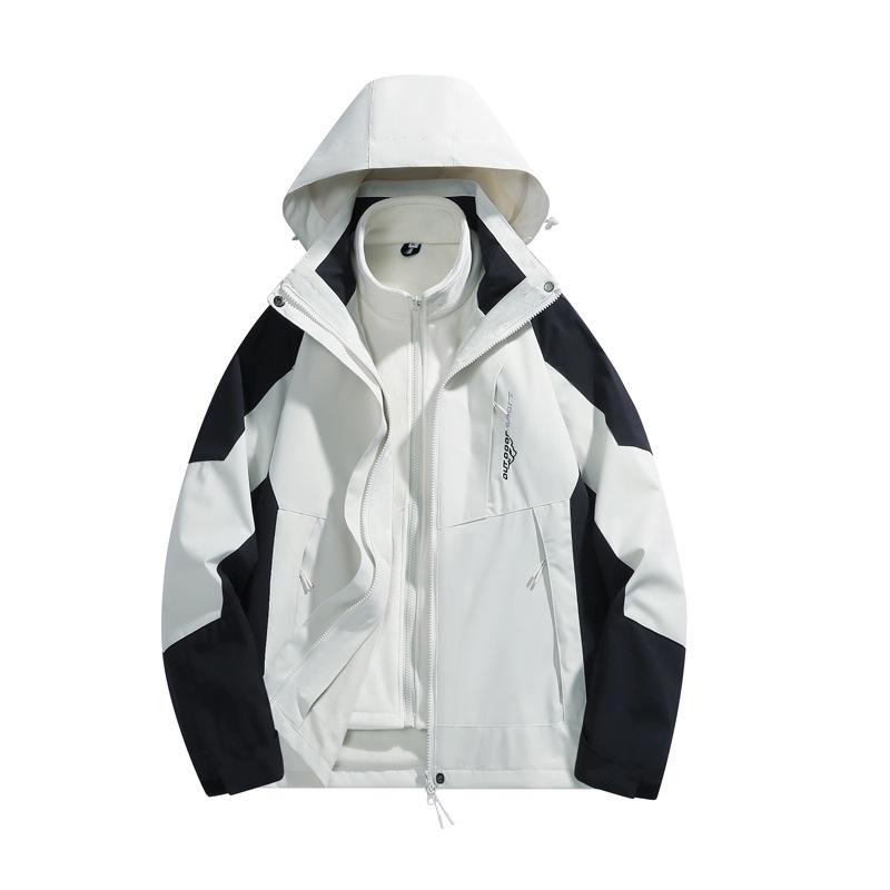 Unisex Cross-Border Three-in-One Fleece Jacket: Waterproof, Windproof, Hooded Outdoor Mountaineering Suit