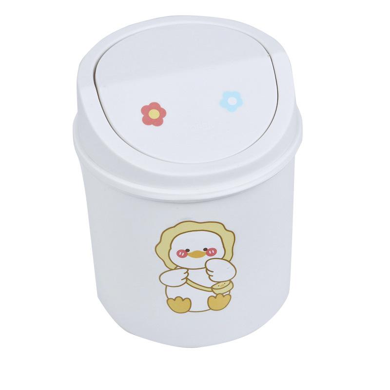Ins Desktop Mini Trash Can Bin Tube Bedroom Waste and Home Cleaning Cute Mini Garbage Can Storage Box with Cover Kawaii Stickers