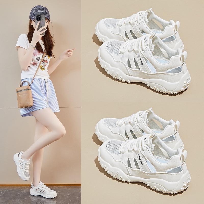Platform Womens Sandals 2025 Summer New Mesh Breathable Heightening Sports Shoes Fashion Korean Version Casual Shoes Women