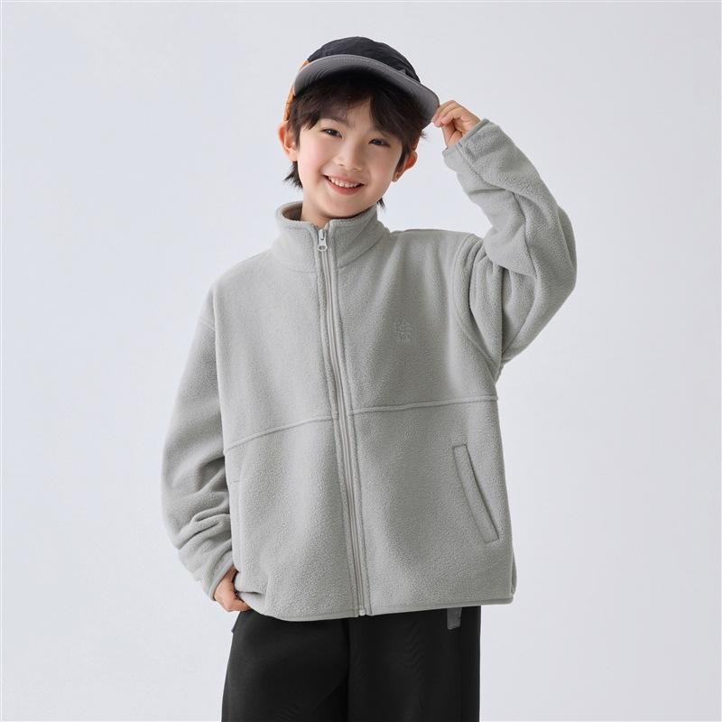Boys Kids Fleece Zip Up Cardigan Jacket Outdoor Casual Children Top