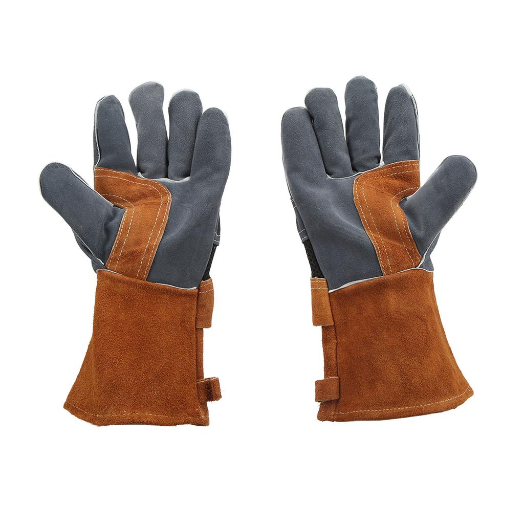 1 Pair of Heat Resistant Gloves  proof Flame Retardant Non Scalding Leather for BBQ Grill