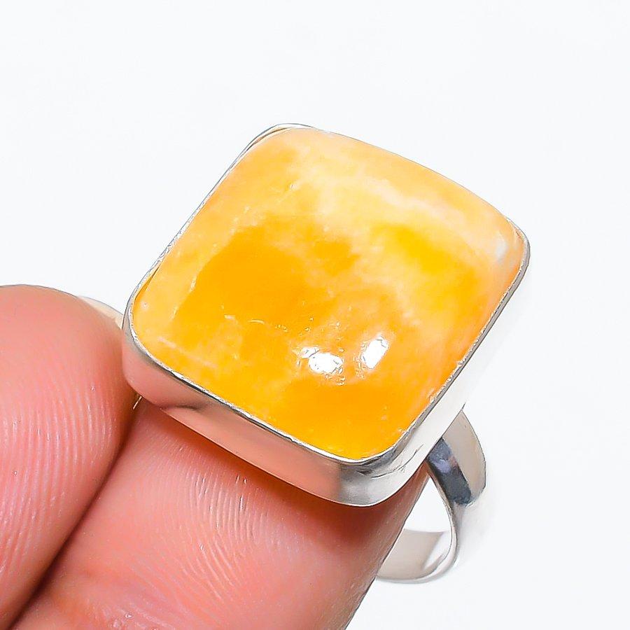 

Yellow Septarian Gemstone Handmade 925 Sterling Silver Jewelry Ring Size 8 GK-4683