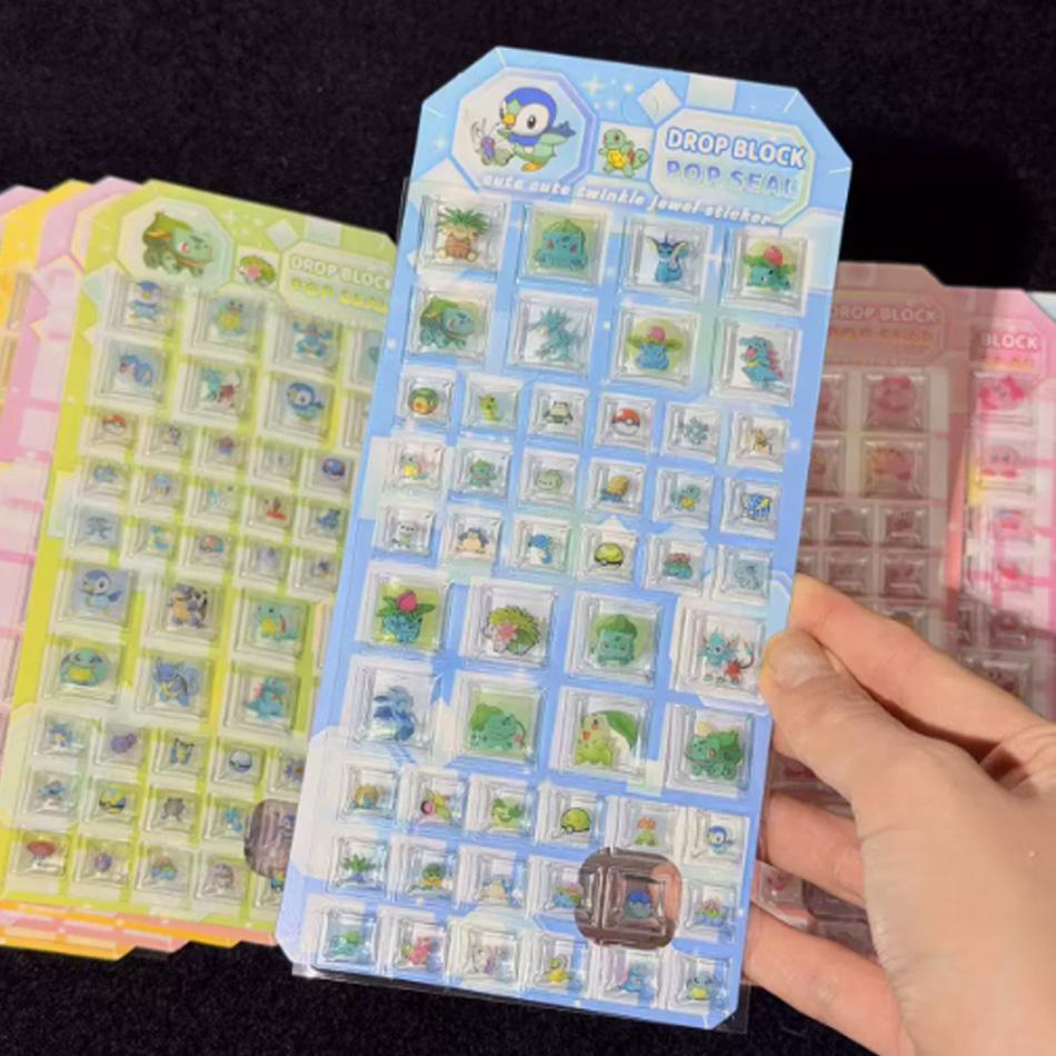 Pokmon 3D Cube  Stickers Pikachu Fat Ding Cute Cartoon Account Stickers Children'S Diy Decorative Stickers