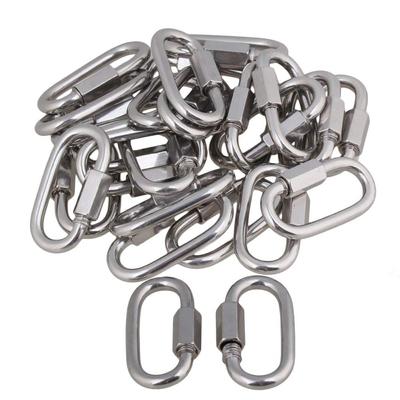 Multifunktionaler Karabiner aus Edelstahl 304, oval, Schraubverschluss, Schnellverschluss, Ringhaken, M5, 20 Stück