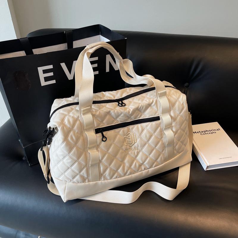 Rhombus Fitness Bag Portable Yoga Bag Women's Dry and Wet Separation Waterproof Large Capacity Luggage Bag Short-haul Travel Bag