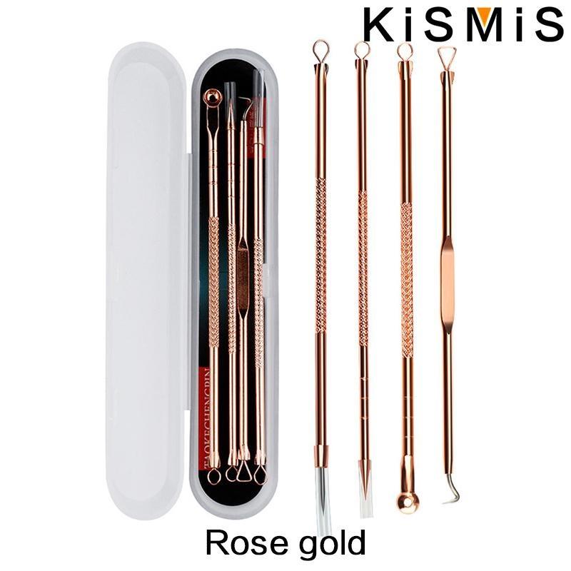 

KISMIS 4PCS/Set Stainless Steel Blackhead Comedone Kit Acne Pimple Blackhead Remover Dots Cleaner Tool розового золота