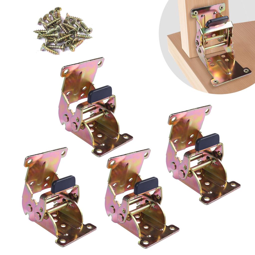 Folding Bracket 0° 90° 180° Iron Folding Lock Extension Table Chair Bed Leg Foldable Support Brackets Hinge Self Lock Hinges