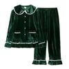 Children's Gold Velvet Pajamas - Autumn/Winter Homewear for Boys and Girls