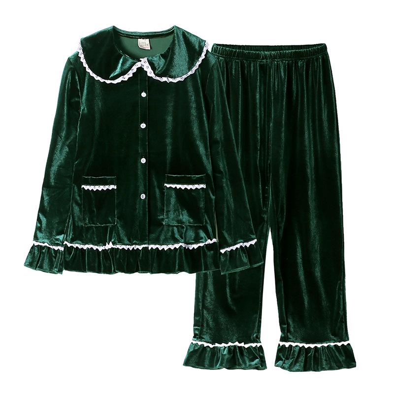 Children's Gold Velvet Pajamas - Autumn/Winter Homewear for Boys and Girls
