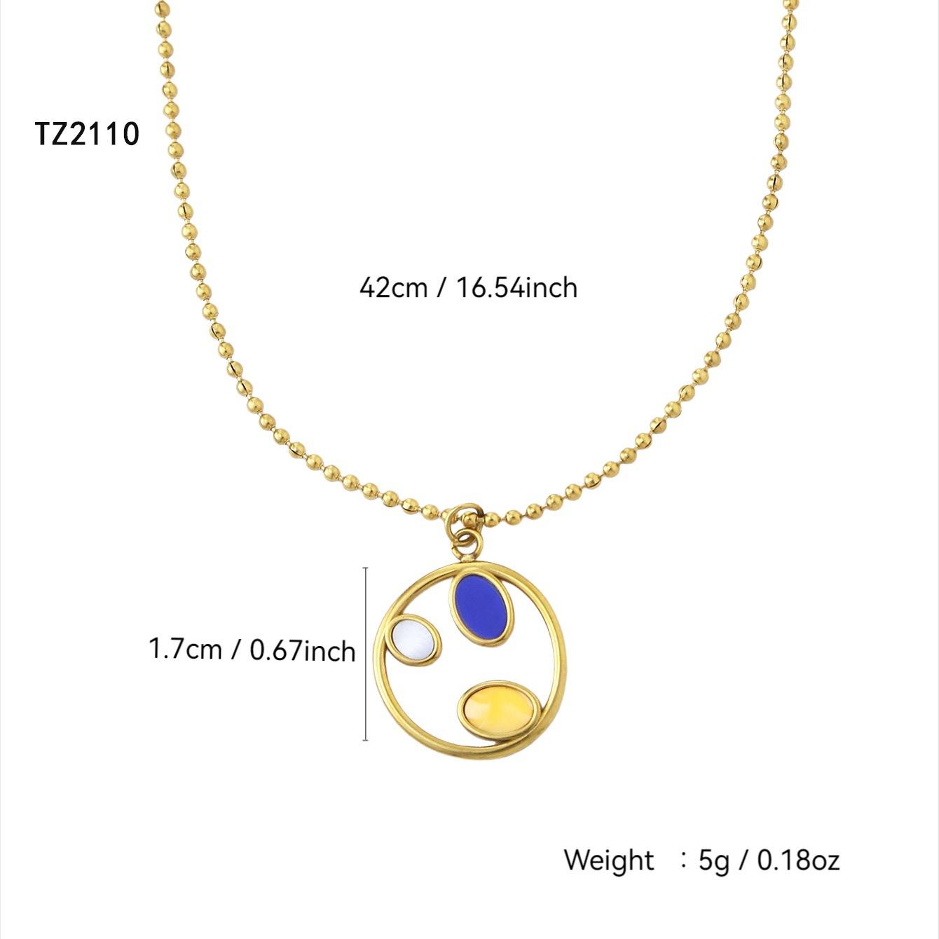 

Очаровательное ожерелье с круглым кулоном в богемном стиле, из нержавеющей стали с покрытием из 18-каратного золота и цветной эмалью, для женщин