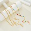 4Pcs Trendy Cross Pendant Necklace For Women Colorful Crystal Chain Rosary Y Necklace Female Fashion Jewelry Gift