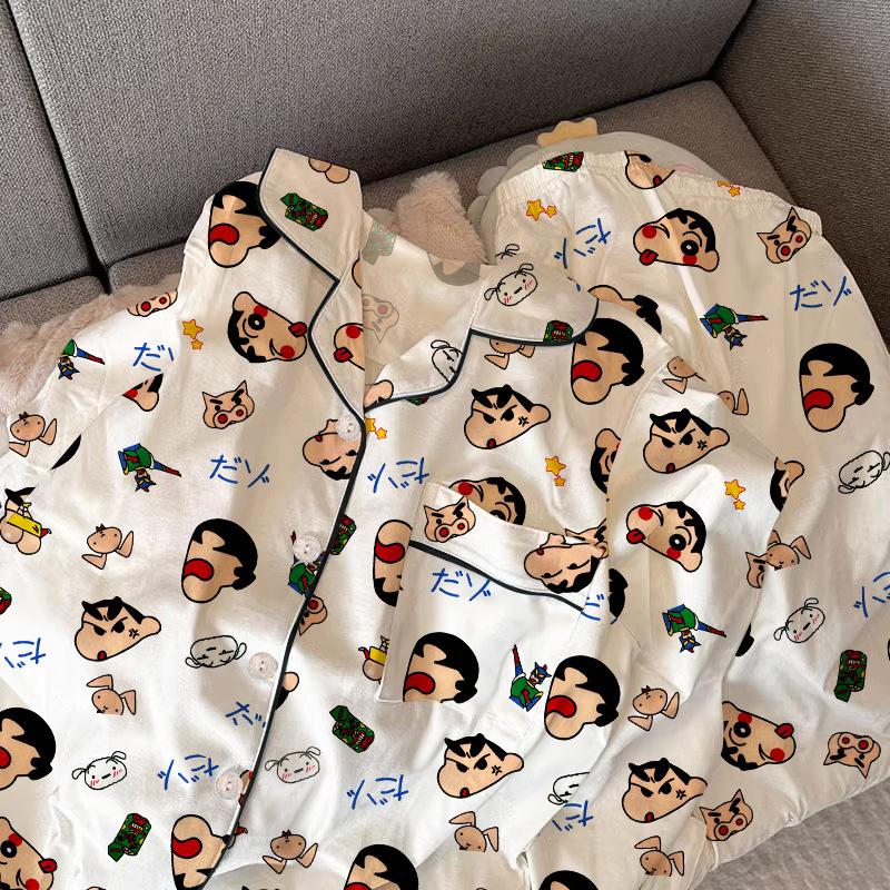 Cartoon Pajamas Women'S Spring And Autumn Explosion Long-Sleeved Cute Dormitory Loungewear Suit Outer Wear Real Shot