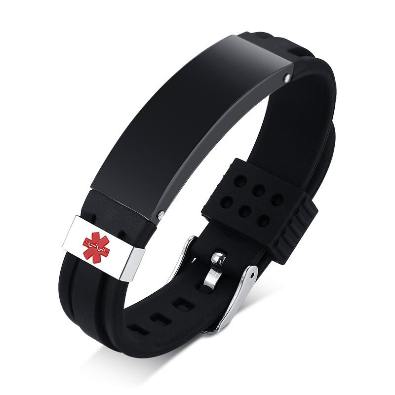 Engraving Custom ICE Text Name Medical Alert Bracelet Women Men Emergency Remind Jewelry Personalize Medical Alert ID Bracelets