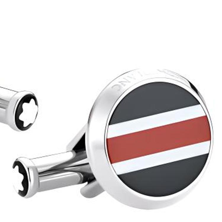 Montblanc Striped Pattern Decorative Design Stainless Steel Cufflinks Men Accessories Silver 118596