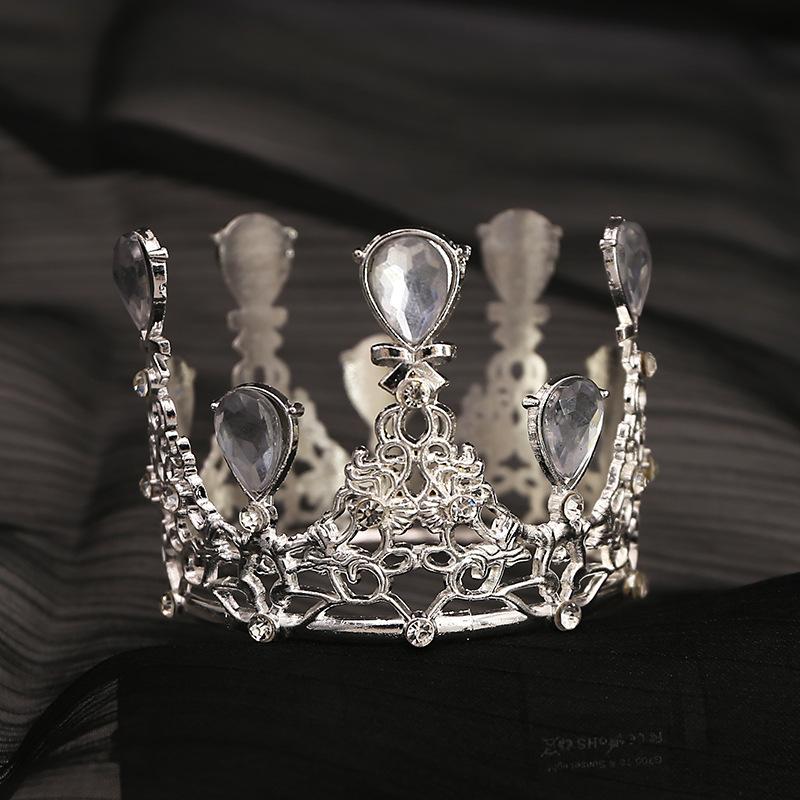 

Круглая цветочная декоративная корона на день рождения, украшения для выпечки, детская корона, сплав, стразы, свадебные аксессуары для волос в корейском стиле