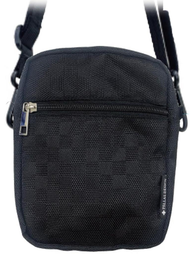 Mini Vertical Shoulder Bag with Multiple A5 and Gusseted Stylish Black Checkered Features a wallet gadget and slim Ideal for and everyday Men's
