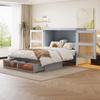 Murphy Bed 140 x 200 cm, Wandbed met Lattenbodem, met Opberglades, Rotan Design, Houten Bedden, Jeugdbedden, Eenpersoonsbedden, Grijs