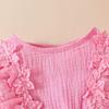 Sweet Floral Long Sleeve Baby Girl Romper Dress with Mesh Skirt