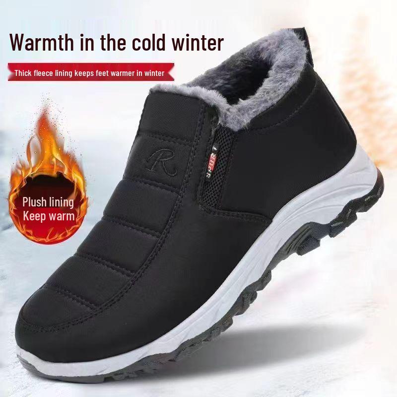 Herren Winter Baumwollschuhe mit dicker Sohle und Samtfutter für Väter mittleren Alters und ältere Menschen