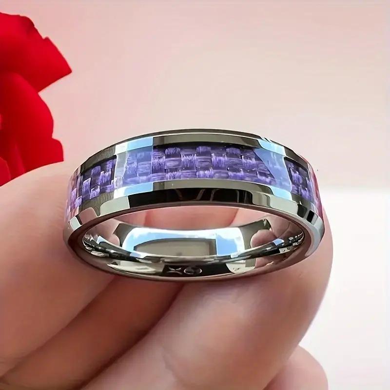 

Korean Style Men s Stainless Steel Ring with Carbon Fiber – Modern, Simple Design Size 11 серебряный
