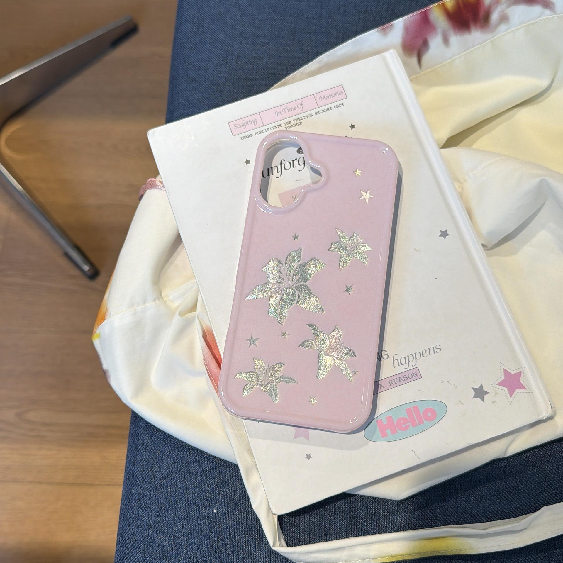 

Gentle Pink Stars and Lilies Phone Case for iPhone 16/15 and Apple 17 Pro Max iPhone 17 Pro