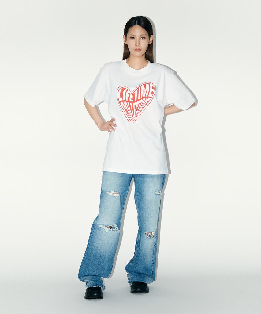 Laipeutaimkollegtibeu Big Heart Logo Short Sleeve T-Shirt White