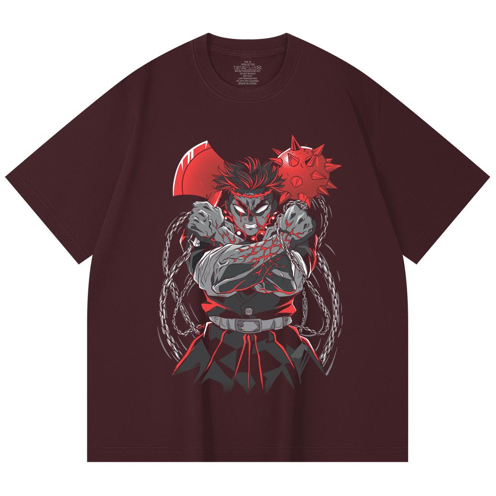 

230 Gsm 100% Cotton Demon Slayer V24 Gyomei Print Unisex Heavy Cotton T Shirt 2XL