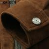 KAISER Men's Thick Sheepskin Leather Lapel Jacket