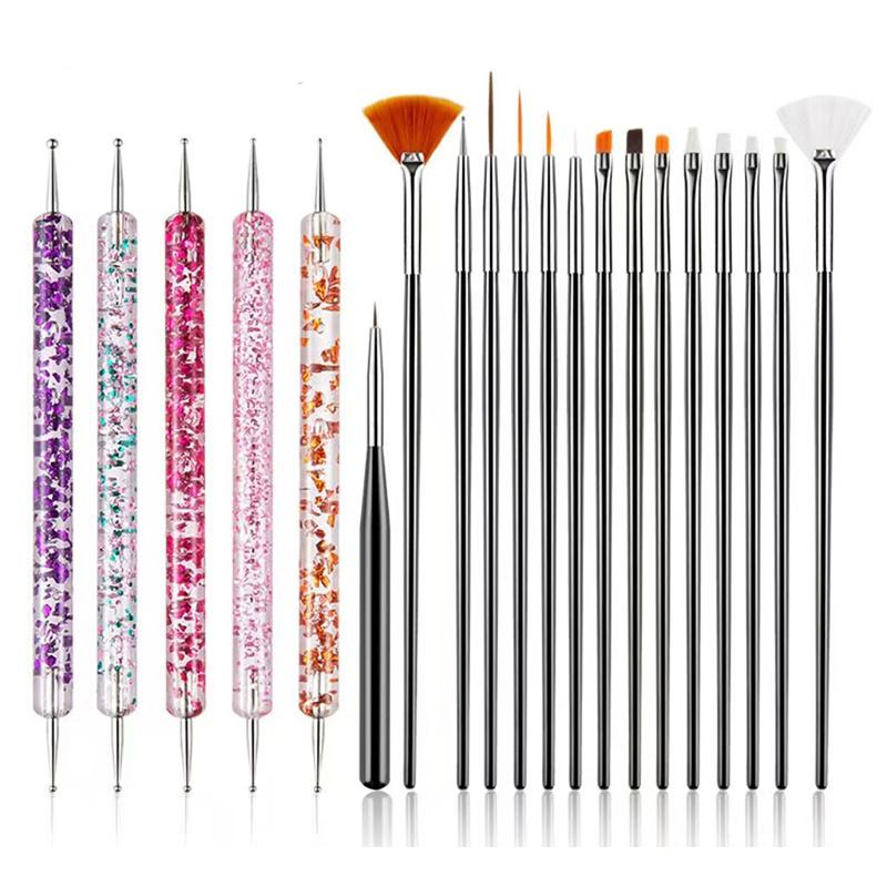 5/20 ks štětce na zdobení nehtů Tip na design Malování Kresba Kresba Tečkovací pero FlatFan Liner Akrylový gel UV lak Manikúra Nástroje