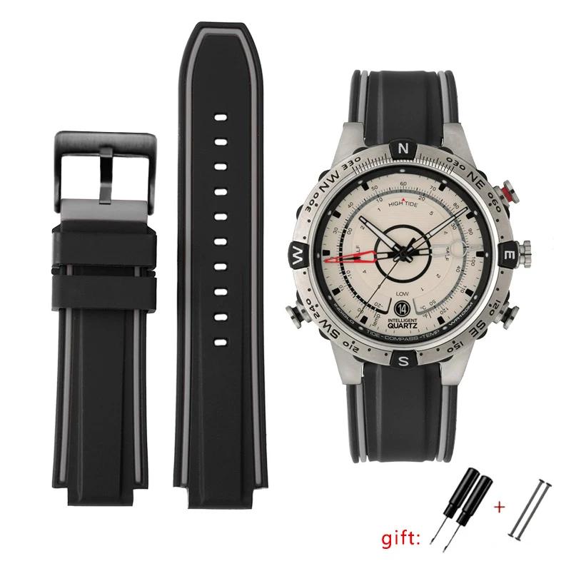 Silicone wristband For Timex E-tide Compass T2n720 T2n721 Tw2t76300 Tw2t76500 T45601 Rubber Men Watchband Sports Strap free tool