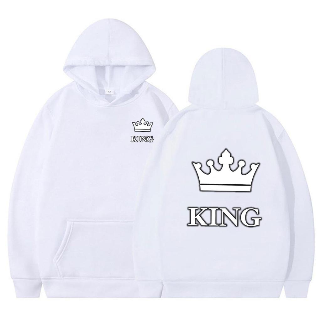 Women's Crown Print Loose Hoodie - Thickened Autumn/Winter Pullover