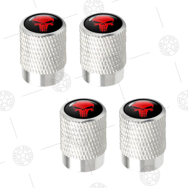 4pcs Skull Logo Car Wheel Tire Valve Caps Air Stem Aluminum Accessories For Jeep Wrangler Gladiator Renegade Ford F-150 Ranger LVCZN1