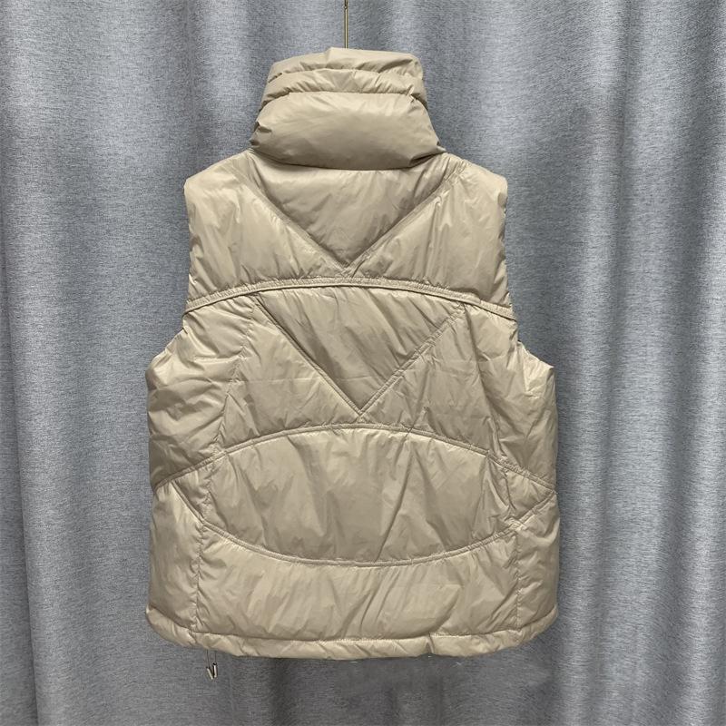 Invierno mujer cuello alto Color sólido sin mangas chaleco cálido cuello alto suelto Chic pato blanco abajo abrigo
