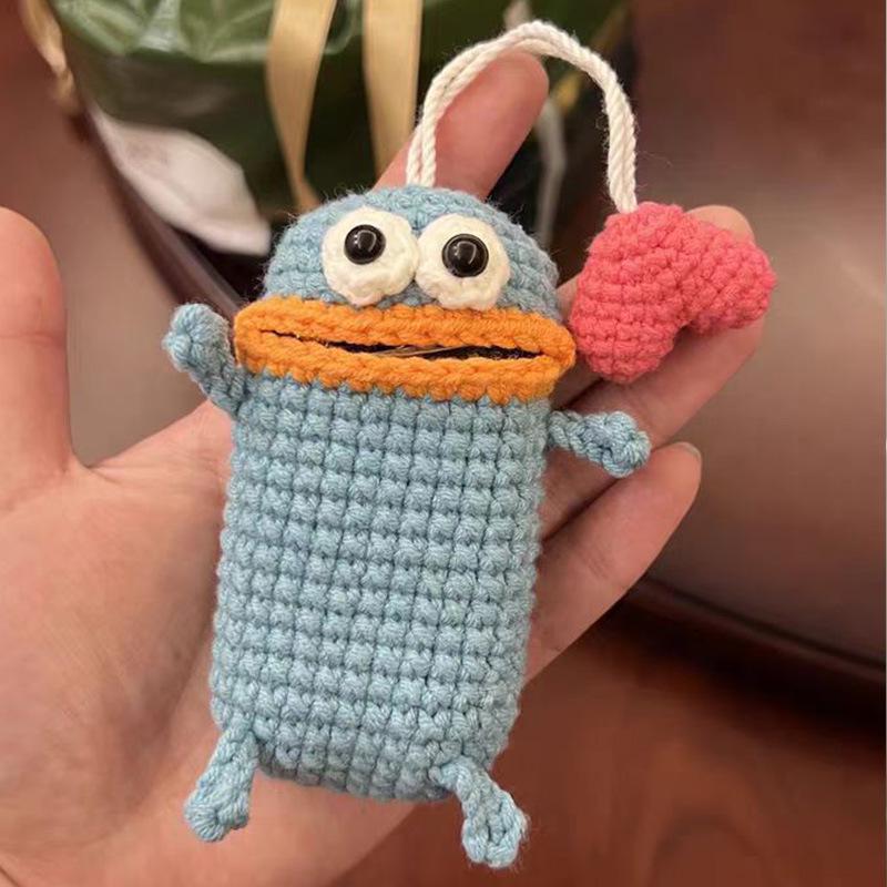 Customizable Wool Car Key Cover with Buckle and Key Pendant