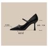 Fashion New Women's Fashion Silver Buckle Slingback High Heels Pointed Thin Heels Leather Shoes for Woman Elegant Party Mary Janes Pumps