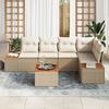VidaXL Ensemble de canapé de jardin en 6 pièces avec coussins Beige Poly Rotin Acacia 3348092