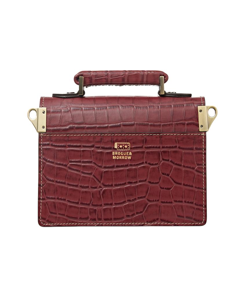 Brogue And Morrow Croco Nemo Bag (Wine)