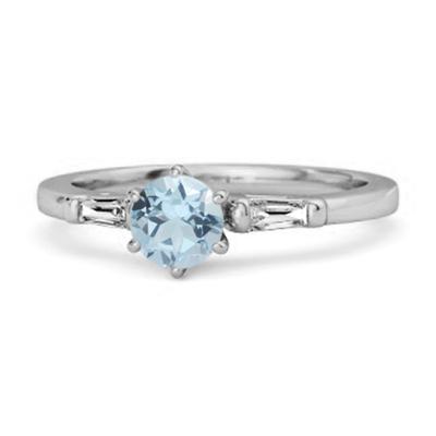 Blue Topaz Three Stone Ring -925 Sterling Silver