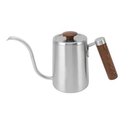 Se toarnă peste ceainic de cafea, din oțel inoxidabil 304, cu gât de gâscă, fierbător de cafea cu gură îngustă, cu mâner din lemn