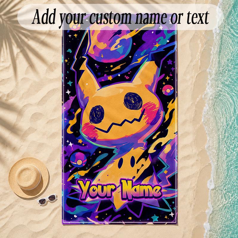 Beach TowelPokémon Custom Name Text Personalized Soft Towel for Beach Pool Indoor Home Decor Gift