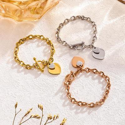 Bracciale Love in Acciaio Inossidabile con Fibbia OT - Gioiello Versatile e di Tendenza in Acciaio al Titanio Europeo e Americano