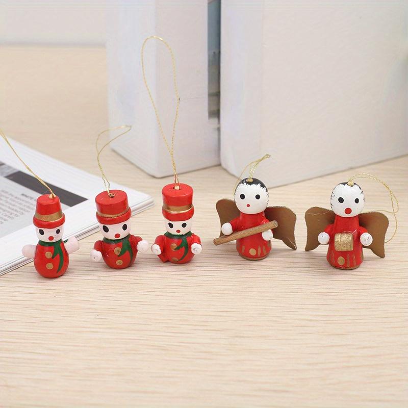 Set de 30 de Piese Ornamente de Crăciun Păpuși Cutie Cadou Toppere Rustice din Lemn pentru Pomul de Crăciun, Nu Necesită Electricitate sau Baterii