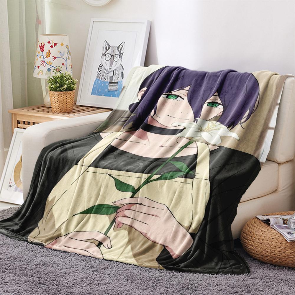 1Pc Chainsaw Man Print Flannel Blanket, High quality Comfortable for All Seasons, Home Decor, Warmth and Comfort, Perfect for Christmas Gifts