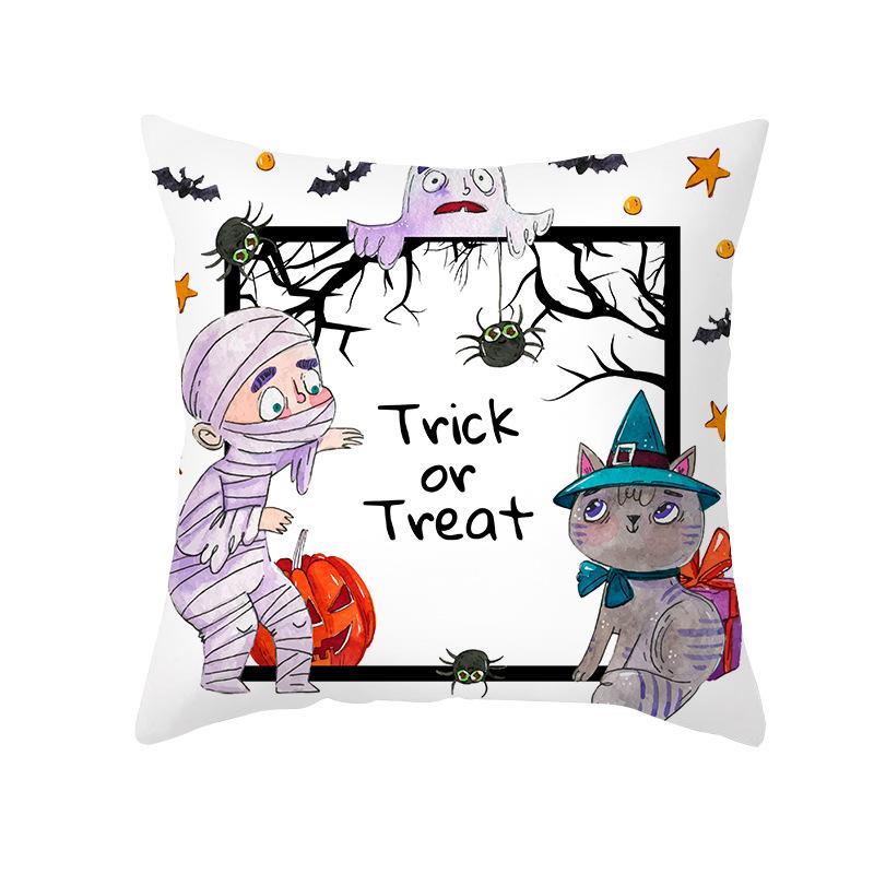 Halloween Pillow Cover Cartoon Pumpkin Head New Peach Skin Cushion Cover Sofa Cushion