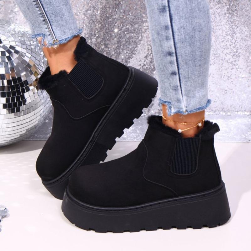 Women's Plus Size Ankle Snow Boots Winter New Minimalist Platform Warm Fleece Lined Boots