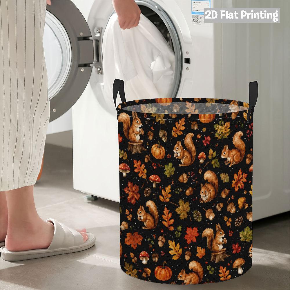 Collapsible Laundry Basket Large Round Waterproof Fabric Hamper Dirty Clothes Storage Bin Toy Organizer with Handles