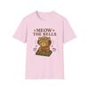 Unisex Softstyle T-Shirt Meow the Bells Funny DJ Cat Christmas Music Holiday Tee