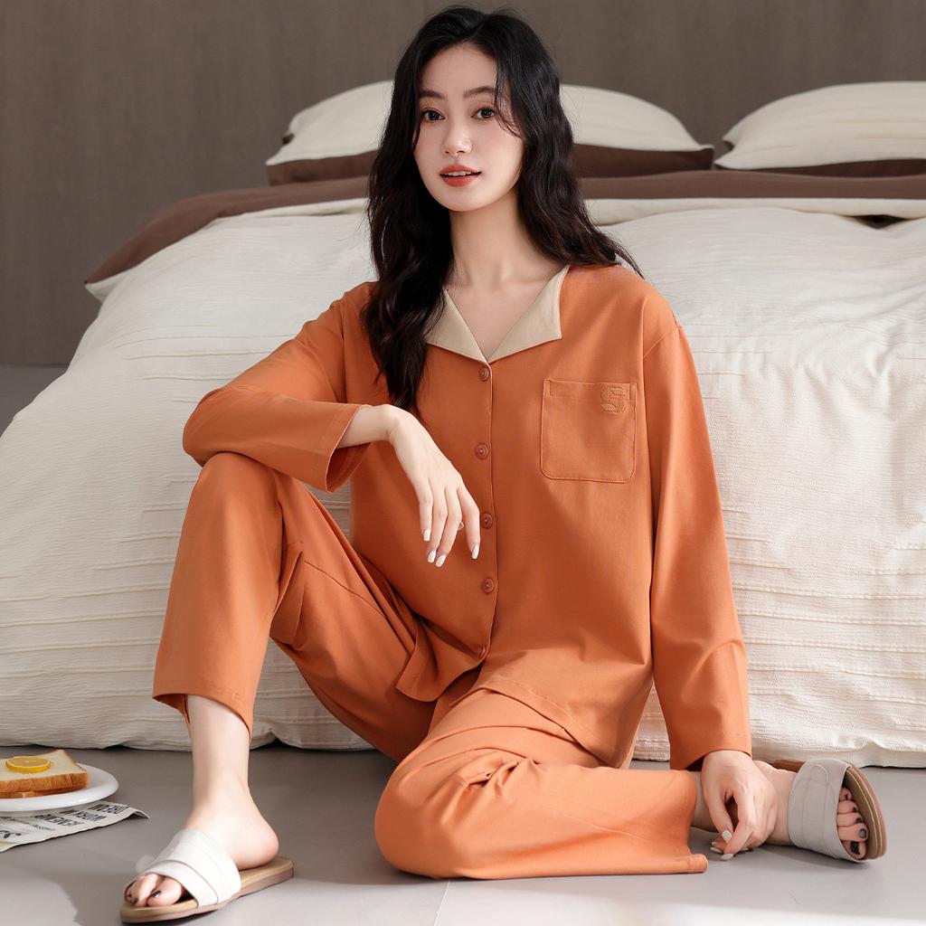 Pajamas Couple Spring and Autumn Pure Cotton Long-sleeved Cardigan Casual Men's and Women's Autumn and Winter High-end Loungewear Suit