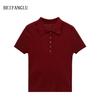 Northern Deer French Gentle Diamond Knit Silk-Cashmere Ribbed Short Sleeve Top