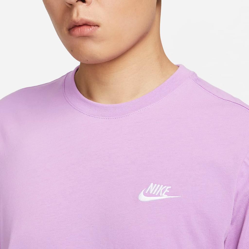 Nike Sportswear Club Embroidered Logo Crew Neck T-Shirt Men Tops Purple AR4999-591